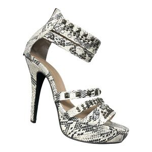 Colin Stuart Python Embossed Stud & Rhinestone Platform Shoes 8